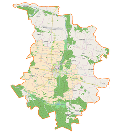 Mapa konturowa gminy Góra, blisko centrum u góry znajduje się punkt z opisem „Glinka”