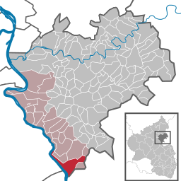 Läget för Kaub i Rhein-Lahn-Kreis