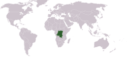 Geografisk plassering av Den demokratiske republikken Kongo/Kongo-Kinshasa