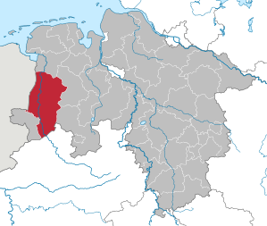 Lage des Landkreis Emsland in Niedersachsen (anklickbare Karte)