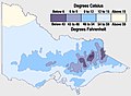 Températures moyennes en juillet: les régions d'altitude sont les plus froides. La neige y tombe.