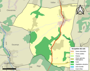 Carte en couleurs présentant l'occupation des sols.