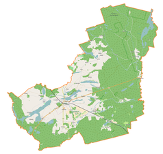 Mapa konturowa gminy Dobiegniew, w centrum znajduje się punkt z opisem „Słowin”