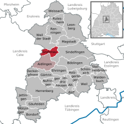 Elhelyezkedése Baden-Württemberg térképén