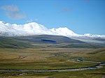 Plains and snow-covered mountains