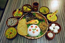 Bengali style thali served in a restaurant.