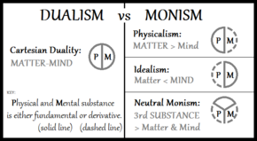 Diagram of approaches to the mind–body problem