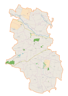 Mapa konturowa gminy Koniusza, w centrum znajduje się punkt z opisem „Koniusza”