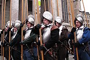 Pikemen of the Swiss Gevierthaufen in readiness position