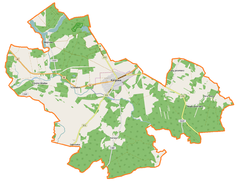 Mapa konturowa gminy Kargowa, w centrum znajduje się punkt z opisem „Kargowa”