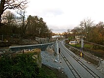 Vy mot norr och Bergianska trädgården. Till vänster den nya gångvägen till trädgården. Till höger skymtar Villa Frescati.