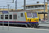 Een Belgisch M4-stuurrijtuig in het station van Brugge.