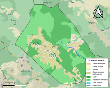 Carte en couleurs présentant l'occupation des sols.