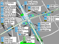 Mapa zonal de la estación de metro de Ciudad Lineal con los recorridos de las líneas de autobuses, entre las que aparece el N5.