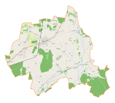 Mapa konturowa gminy Kłomnice, blisko centrum na lewo znajduje się punkt z opisem „Smardzew”