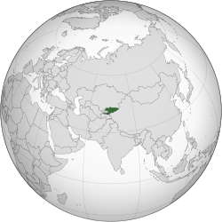 Location of Kyrgyzstan (dark green)