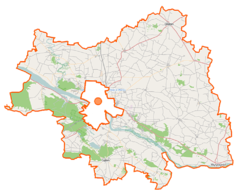 Mapa konturowa powiatu płockiego, u góry po lewej znajduje się punkt z opisem „Bądkowo Kościelne”