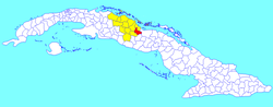 Remedios municipality (red) within Villa Clara Province (yellow) and Cuba