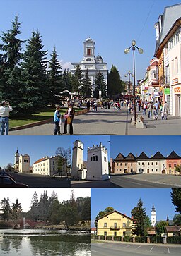 Stadscentrum i Poprad och stadsdel Spišská Sobota