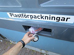 Afsluiting van de plogging-sessie bij het plaatselijke recyclingstation, Göteborg (Zweden) op 11 juli 2019.