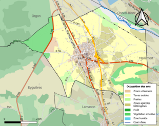 Carte en couleurs présentant l'occupation des sols.