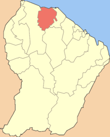 Location of the commune (in red) within French Guiana