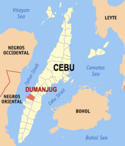 Mapa ning Cebu ampong Dumanjug ilage