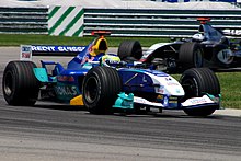 Photo de Giancarlo Fisichella pilotant une Sauber C23 au Grand Prix des États-Unis 2004.