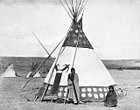 Tsuu T'ina painted hide tipi, Alberta, Canada