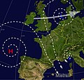 Ein Azorenhoch (Biskayalage) und ein Nordseetief führen zu einem Einbruch polarer Kaltluft in den Mittelmeerraum: Mistral