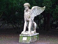 Sphinx-Skulptur von 1882 (Botanischer Garten der Universität Lund, Schweden)