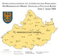 Administrative division of Moravia as crown land of Austria in 1893