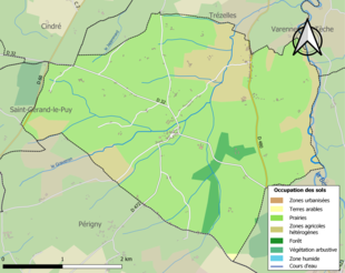 Carte en couleurs présentant l'occupation des sols.