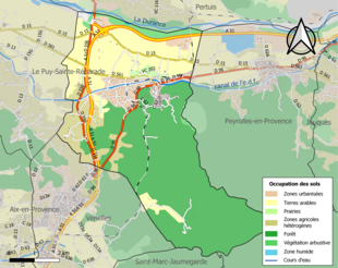 Carte en couleurs présentant l'occupation des sols.