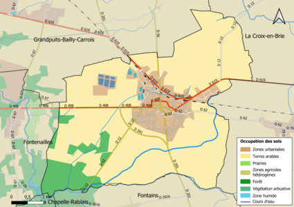 Carte des infrastructures et de l'occupation des sols en 2018 (CLC) de la commune.