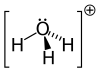 3D diagram showing the pyramidal structure of the hydroxonium ion