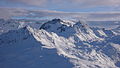 De gauche à droite, l'aiguille de Roselette, les aiguilles de la Pennaz et la tête de la Cicle depuis l'aiguille Croche au nord-ouest.