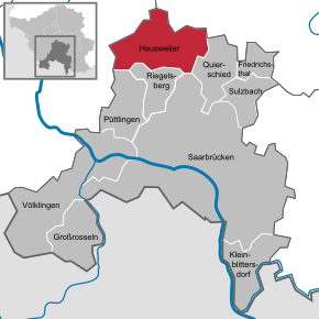 Poziția Heusweiler pe harta districtului Saarbrücken