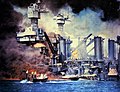 Battleship USS West Virginia took two aerial bombs (one dud) and seven torpedo hits; of the seven at least five were from aircraft and one from a midget submarine