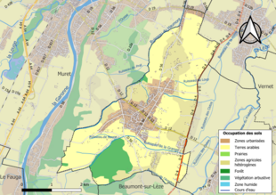 Carte en couleurs présentant l'occupation des sols.