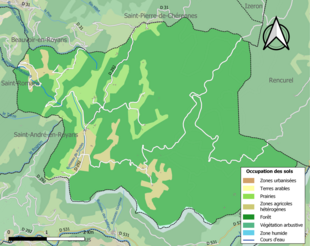 Carte en couleurs présentant l'occupation des sols.