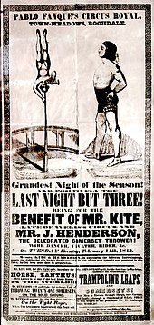 A black and white image of an 1843 circus poster