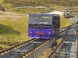 Cabine du funiculaire sur la ligne.