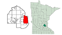 Location in Hennepin County and the state of Minnesota