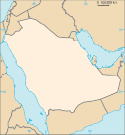 Dhahrans läge i Saudiarabien