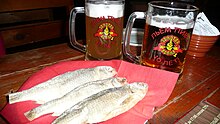 Salt-dried vobla, served with beer