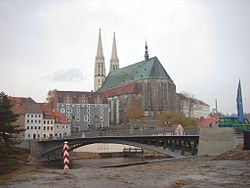 St. Peter's Church and the rebuilt Altstadt bridge between Görlitz and Zgorzelec