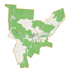 Mapa konturowa gminy Inowłódz, po lewej znajduje się punkt z opisem „Spała”