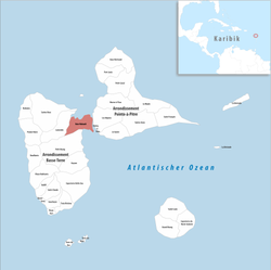 Location of the commune (in red) within Guadeloupe