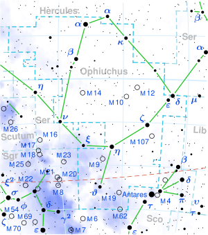 Barnard's Star is located in the constellation Ophiuchus.